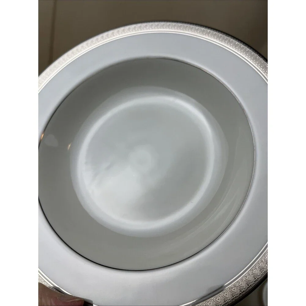 4pc Mikasa Palatial Platinum‎ Rimmed Soup/Cereal Bowl L3235 8.5